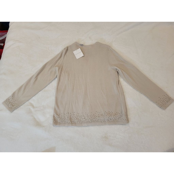 NWT Women's Croft & Barrow Size M Cream Beaded Sweater, Shell Attached - Picture 16 of 16